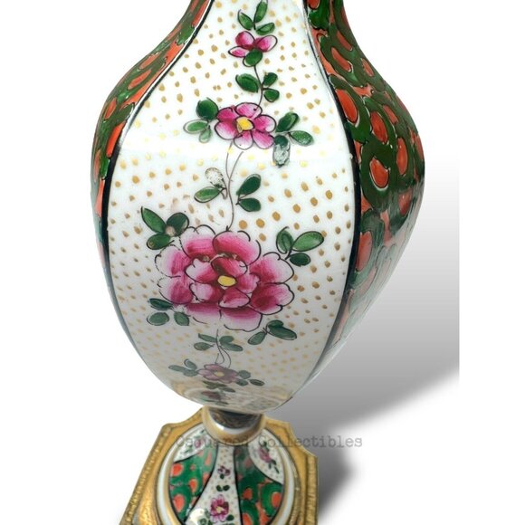 Antique French Sèvres-Style Porcelain Vases Pair w/ Gilt Bases 19th C - Picture 15 of 16